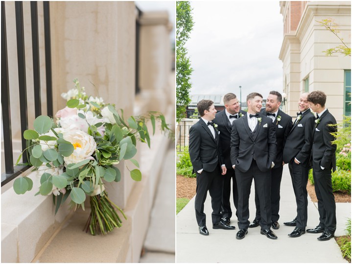 greenery white pink bouquet details by ryan and alyssa photography