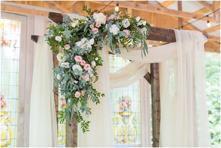 outdoor spring wedding floral arch 