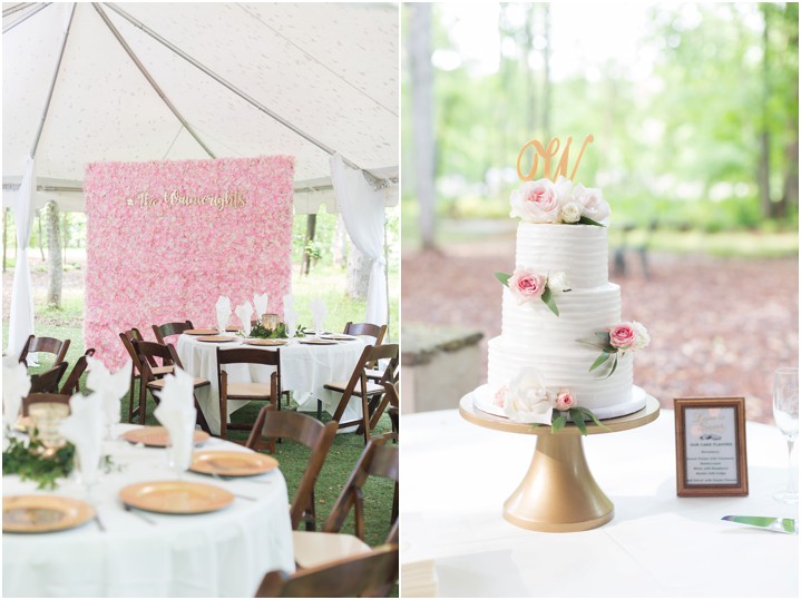 pink and gold reception decor spring wedding