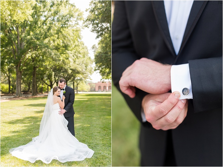 monogrammed cufflinks in southern summer wedding