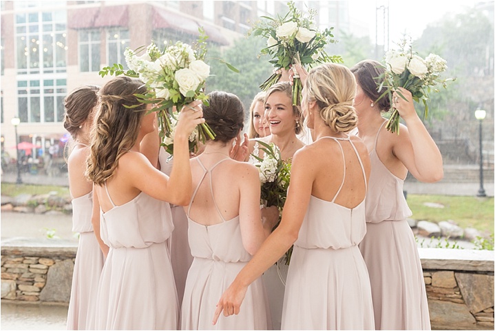 joyful bridal party for downtown greenville ceremony