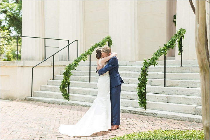 emotional first look in southern summer wedding