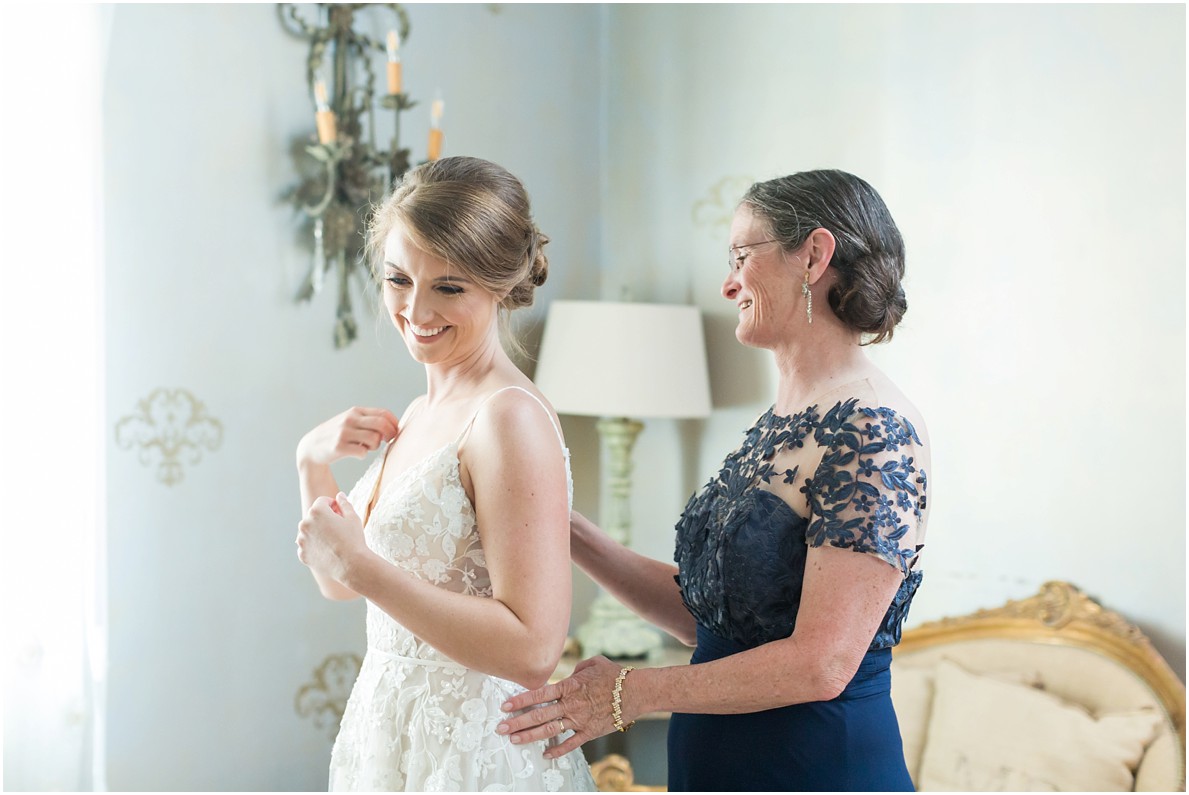 mom and daughter bride getting ready for greenville wedding
