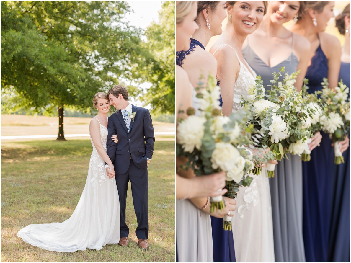 blue and grey bridal party details