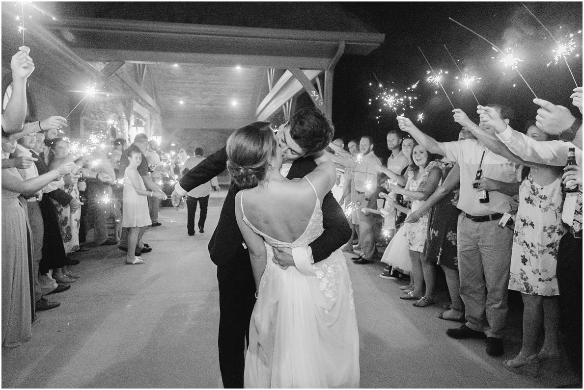 southern wedding sparkler exit by ryan and alyssa photography