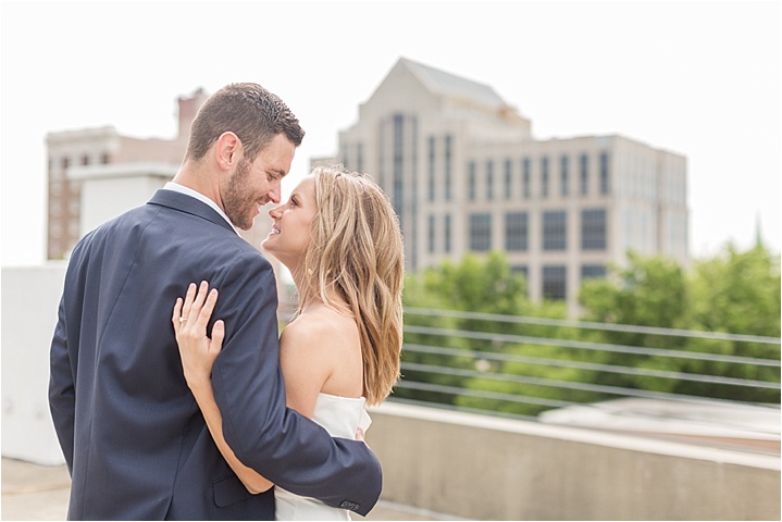 downtown greenville rooftop engagement photographers