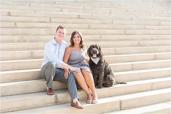 downtown urban engagement session puppy