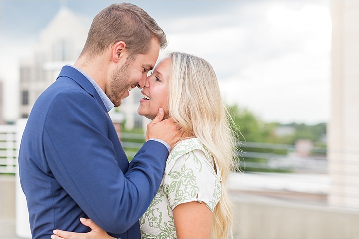 downtown greenville rooftop engagement photography