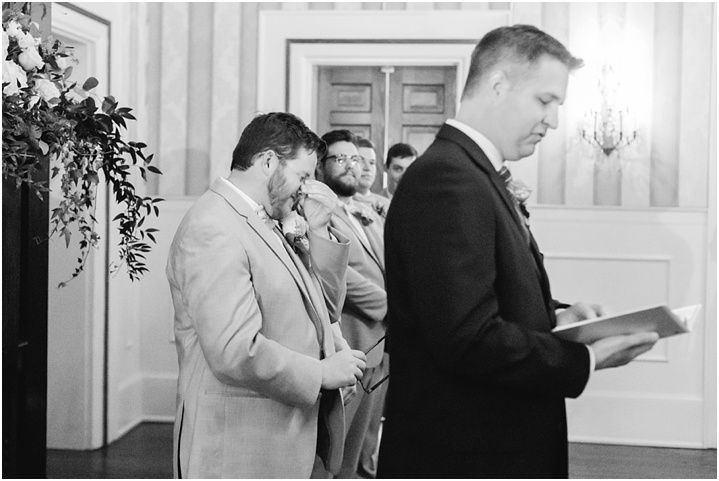 Emotional Groom Ceremony Fall Spartanburg Country Club Wedding