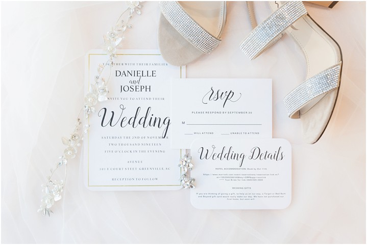 Gold and White Wedding Invitation Suite