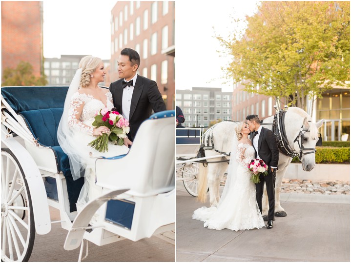 wedding with horse and carriage downtown greenville sc