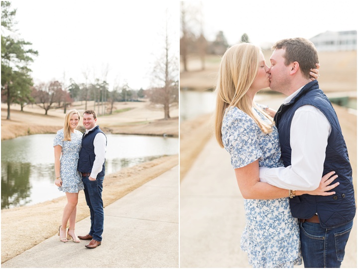 spring preppy engagement session on golf course