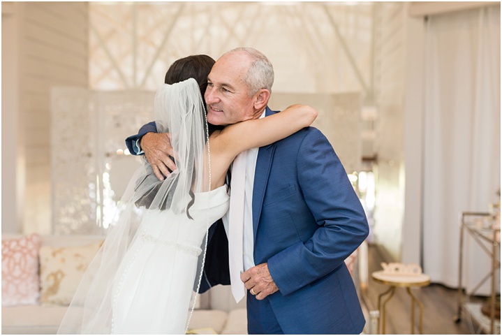 emotional bride first look with dad