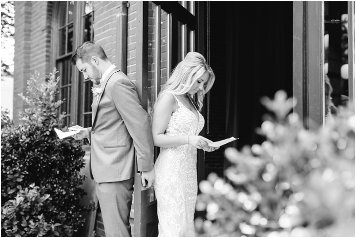 emotional bride and groom first touch greenville sc