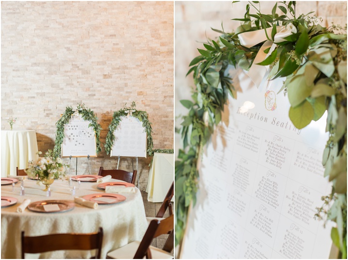 gold and greenery reception decor 