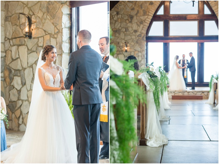 traditional vows on wedding day mountain chapel