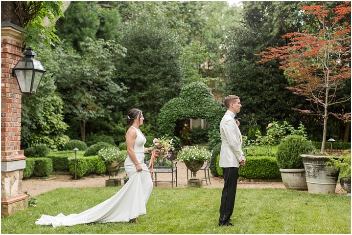 first look in garden greenville sc wedding photography