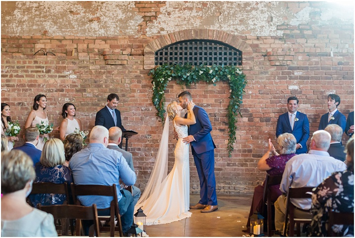 husband and wife first kiss greenville sc wedding