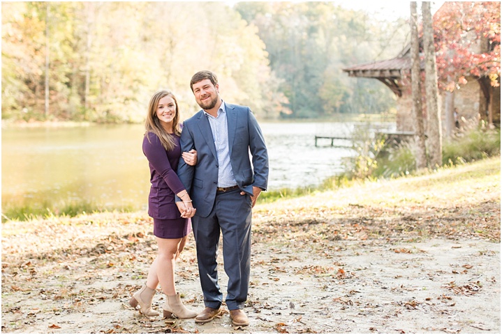 fall engagement photos by the lake
