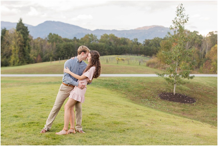 engagement photos with a mountain view south carolina