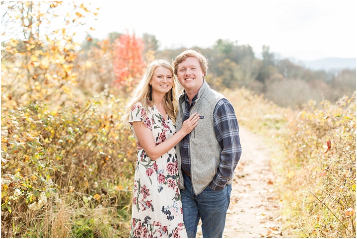 bright engagement photos in the mountains