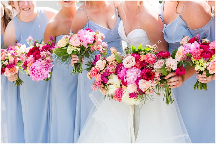 bright pink bridesmaid bouquets