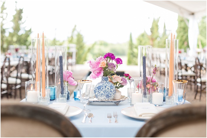 luxury wedding reception details dusty blue