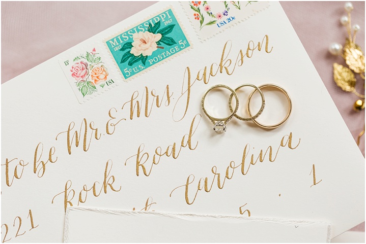 gold calligraphy invitations greenville wedding