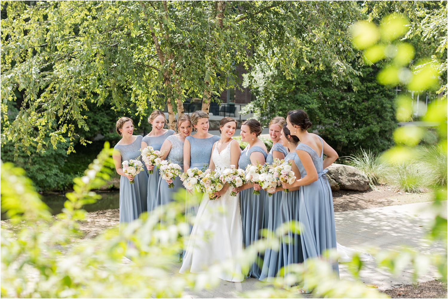 dusty blue bridesmaids summer wedding