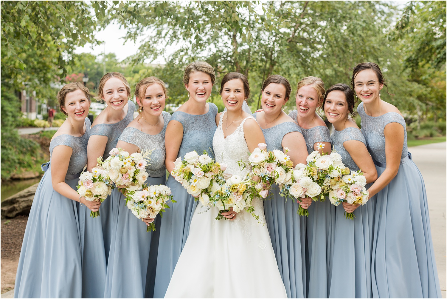 dusty blue summer bridesmaids