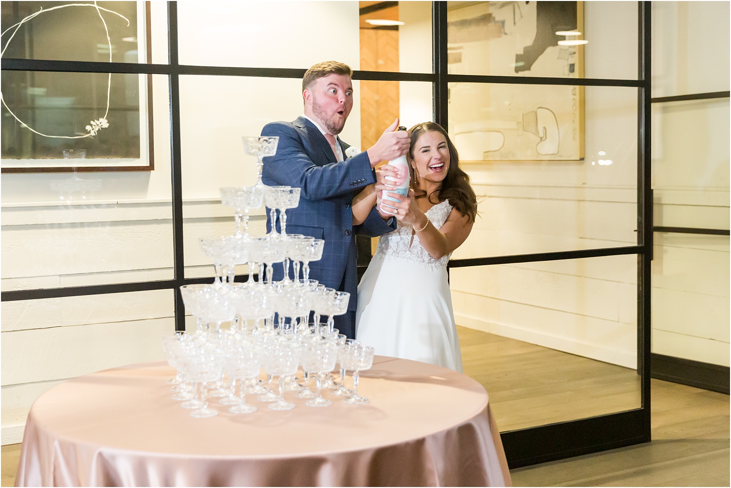 reception champagne tower