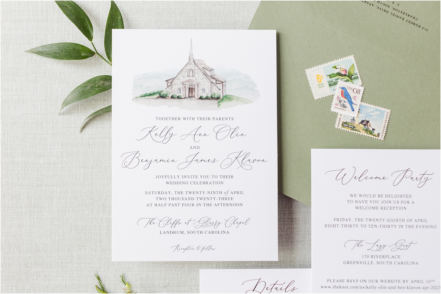 cliffs at glassy wedding invitations