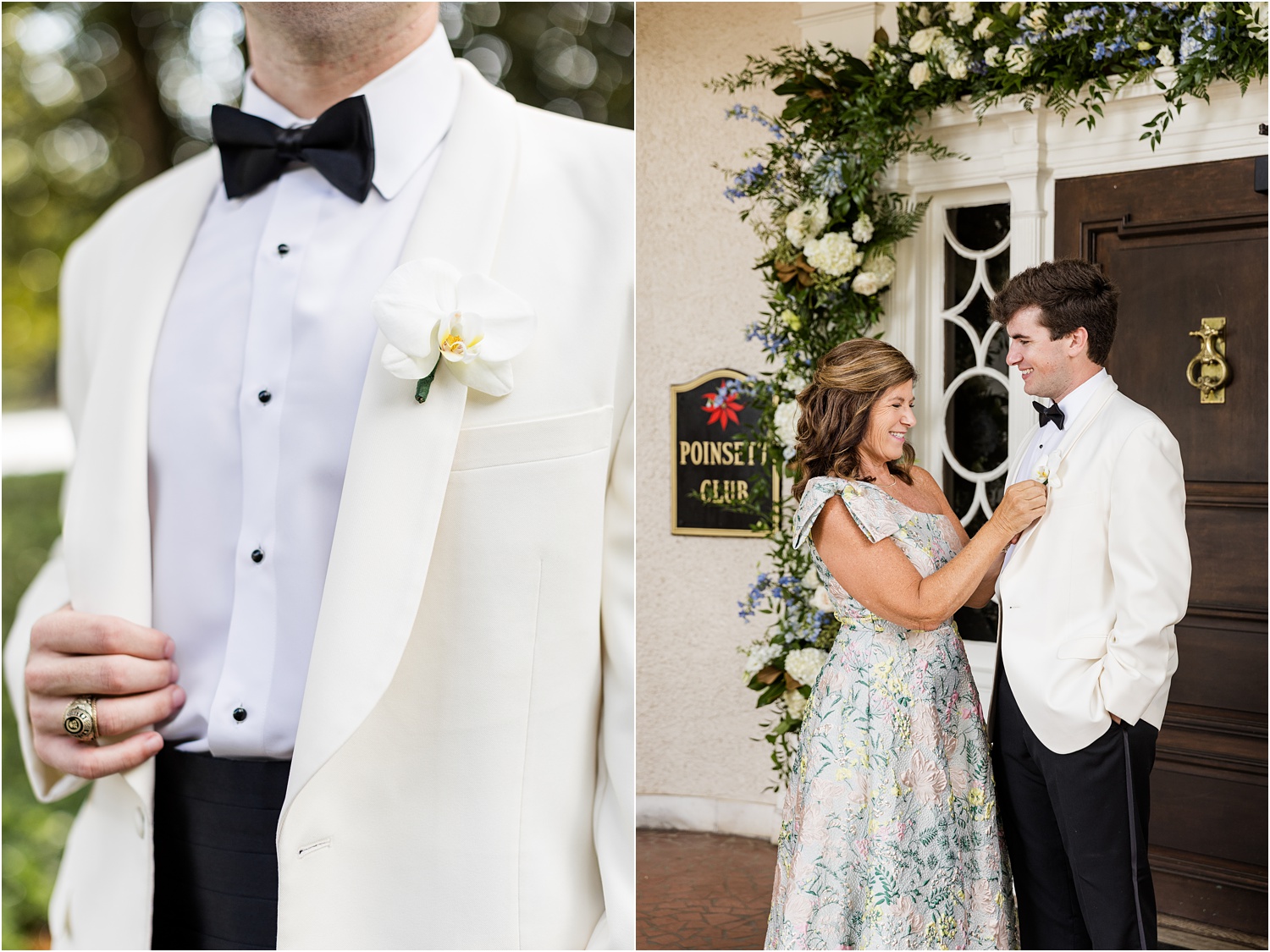 groom floral design detail