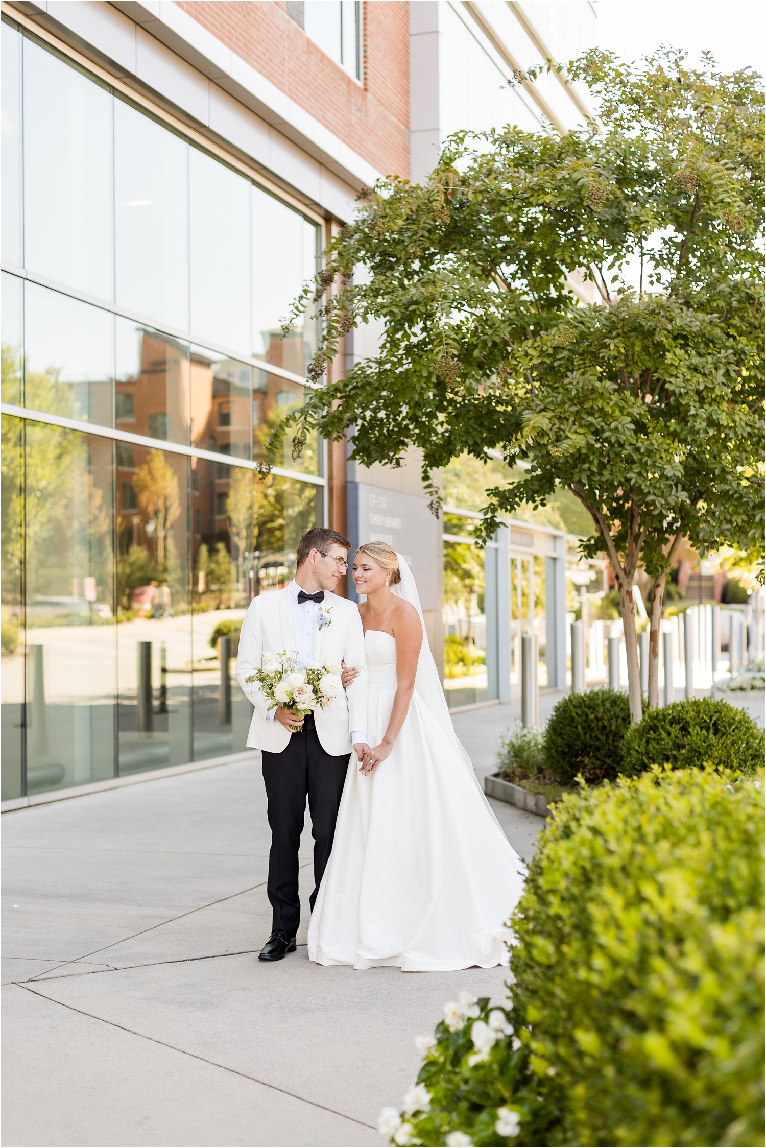 downtown Greenville bride and groom