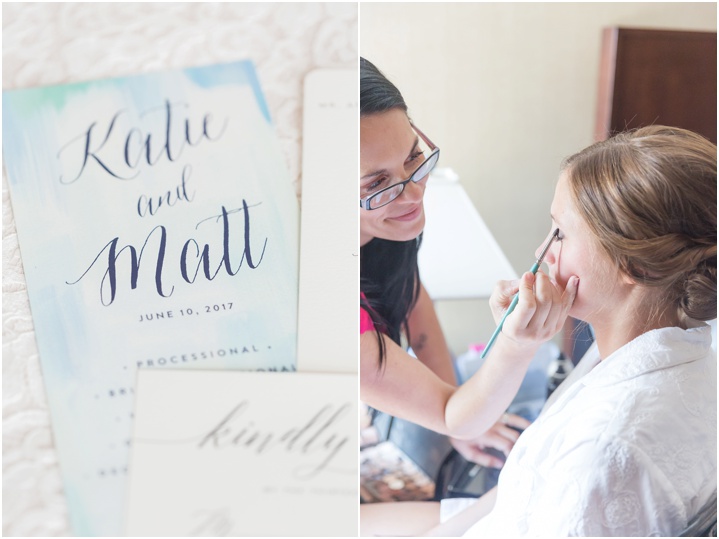 Wedding invitations and bridal makeup session