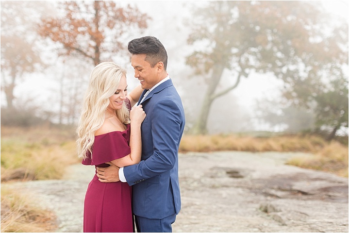 foggy engagement session cliffs at glassy