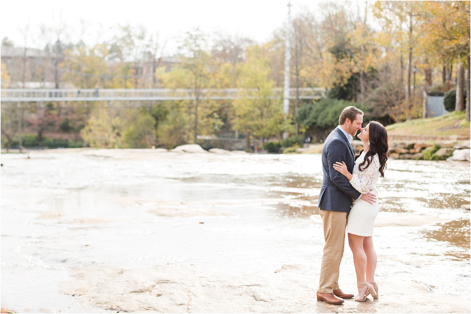 The Falls in Falls Park Engagement